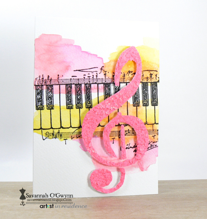 Watercoloring a Music Theme Card with Radiant Neon Inks